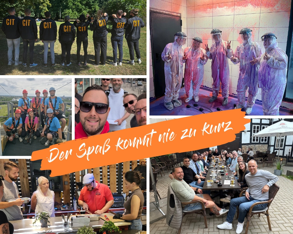 Eine Collage mit verschiedenen Gruppenbildern der einzelnen Teamevents im Jahr 2025