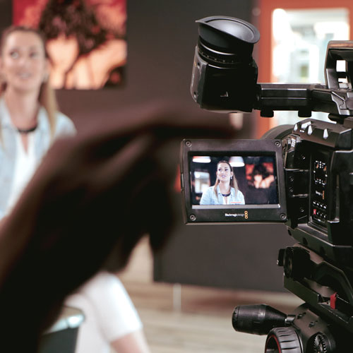 Film shoot - woman in front of the camera