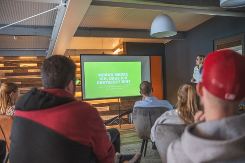 people in front of a presentation about stress