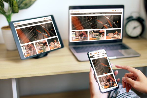 Onlineshop Anzeige auf mobilen Endgeräten, Tablets und Desktop