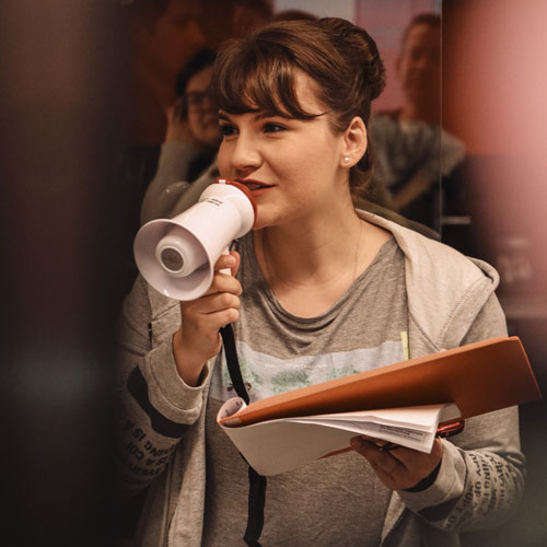 Easter egg hunt 2023 - woman with megaphone