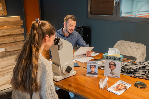 person doing an eye test